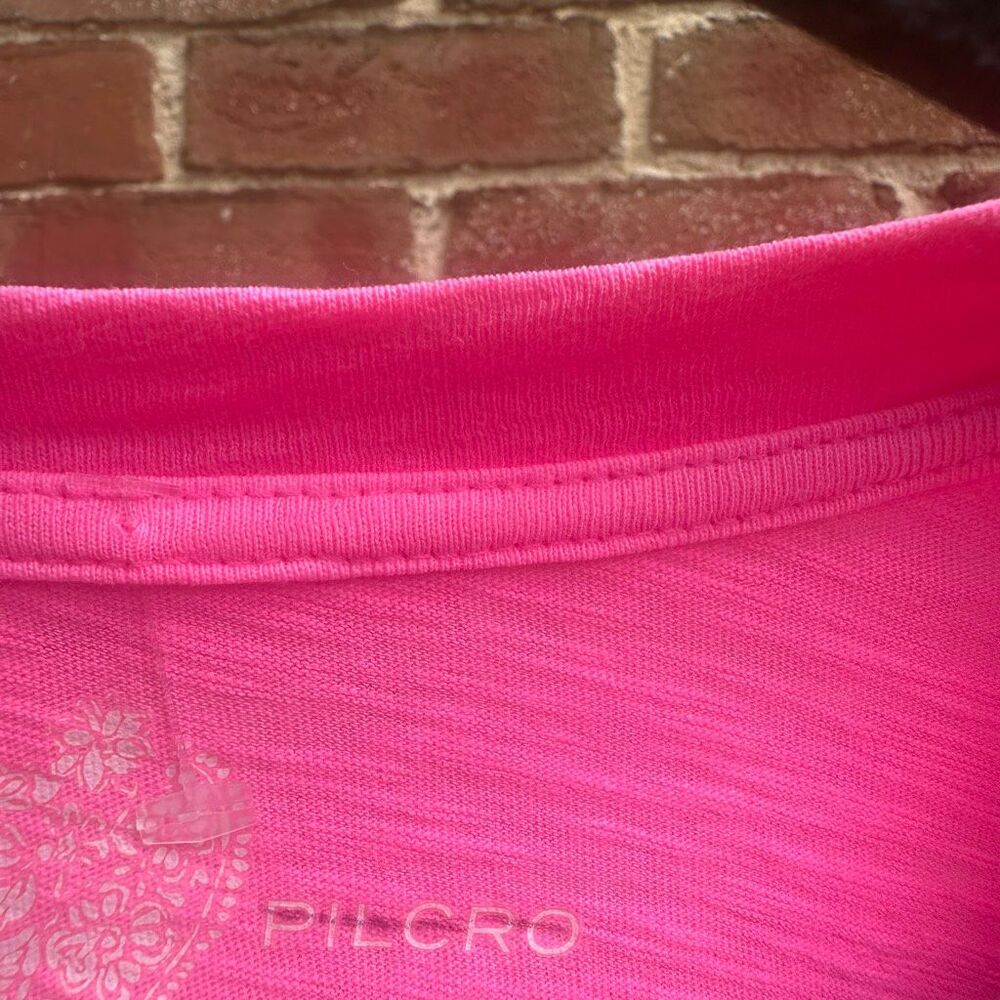 Anthropologie Hot Pink Short Sleeve V-Neck Tee - Picture 4 of 6